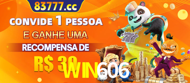 Banner institucional da WIN606 sobre parceria de marcas e criação de uma marca de excelência, apresentando os mascotes de jogos populares como o Fortune Tiger.